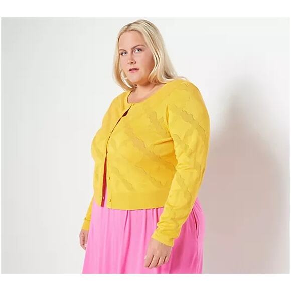 J Jason Wu Black Jacquard Cropped Cardigan Women's 1X Classic Casual Timeless - Picture 11 of 11